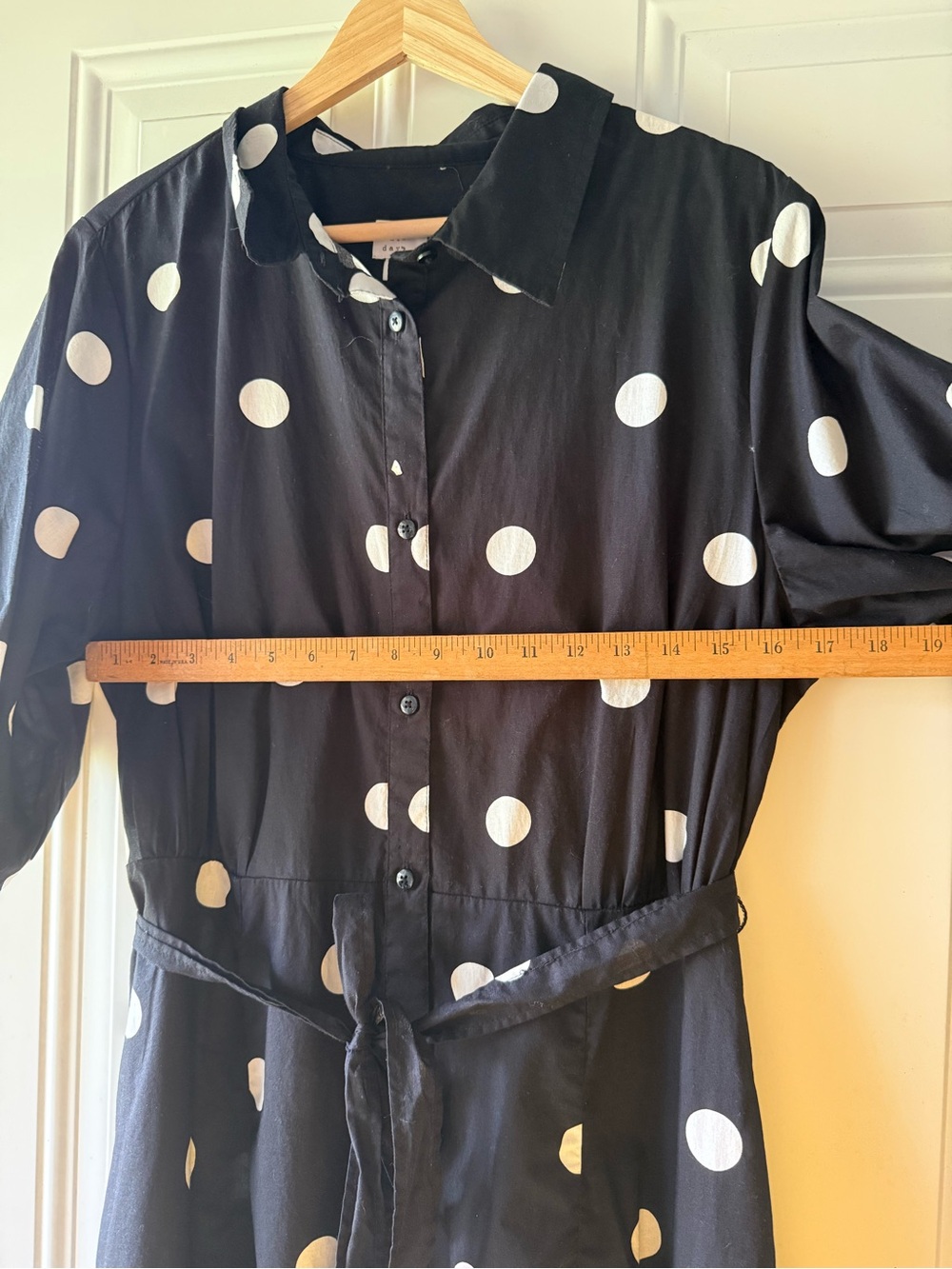 A new day lightweight cotton black and white polka dot midi dress XL - Picture 3 of 7